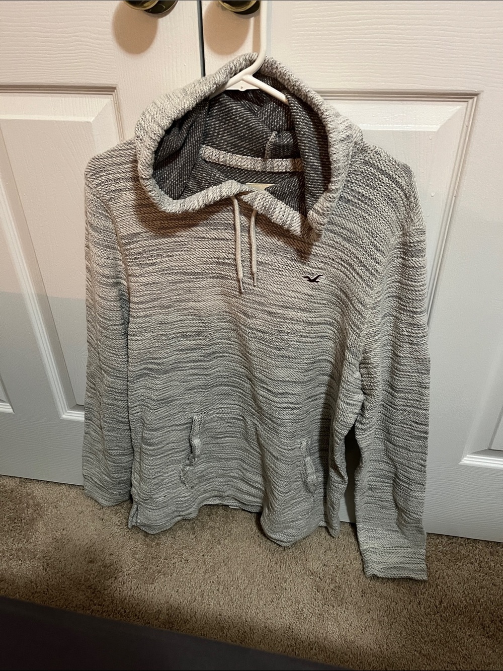 Hollister Light Gray Marled Hooded Pullover